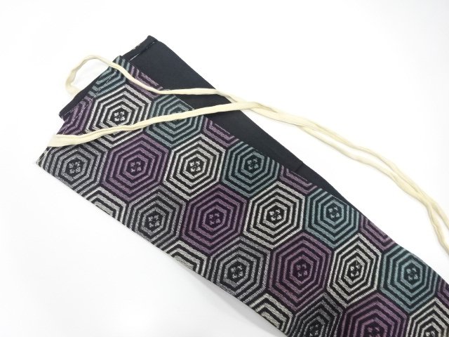  重ね亀甲に花菱模様織り出し　作り帯